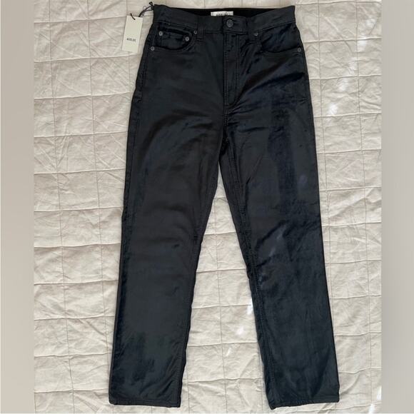 NWT RARE Agolde Black Velvet High Rise Stovepipe Straight Leg Pants Witchy- 27 - Picture 4 of 11